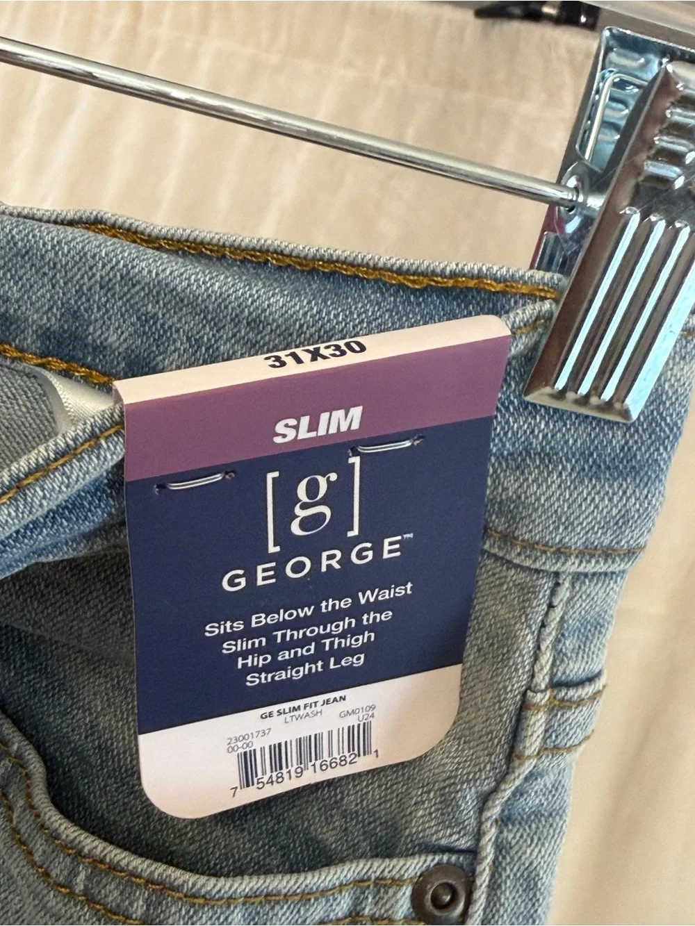 George Light Wash Slim Straight Jeans